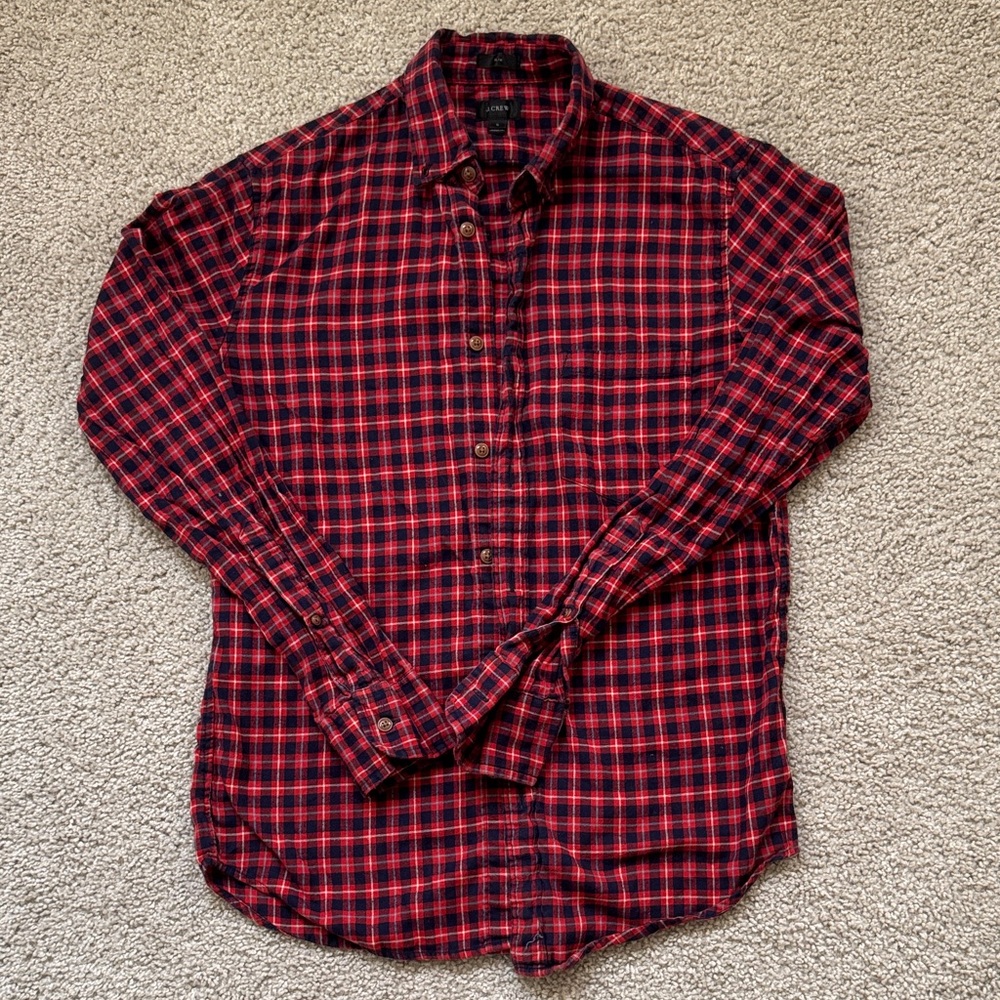 J. Crew Red and Black Checkered Shirt